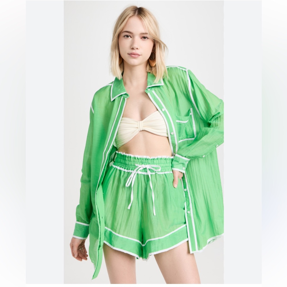 Shani Shemer Thea Buttoned Down Shirt and Lenny Rubber Band Shorts Set Size M